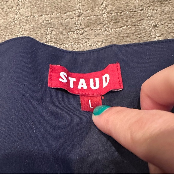 Staud Cruise Biker Short Tank Set Navy White Trim - Picture 8 of 10